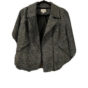 Black And White Jacket  Motorcycle Style Zippered Size Large